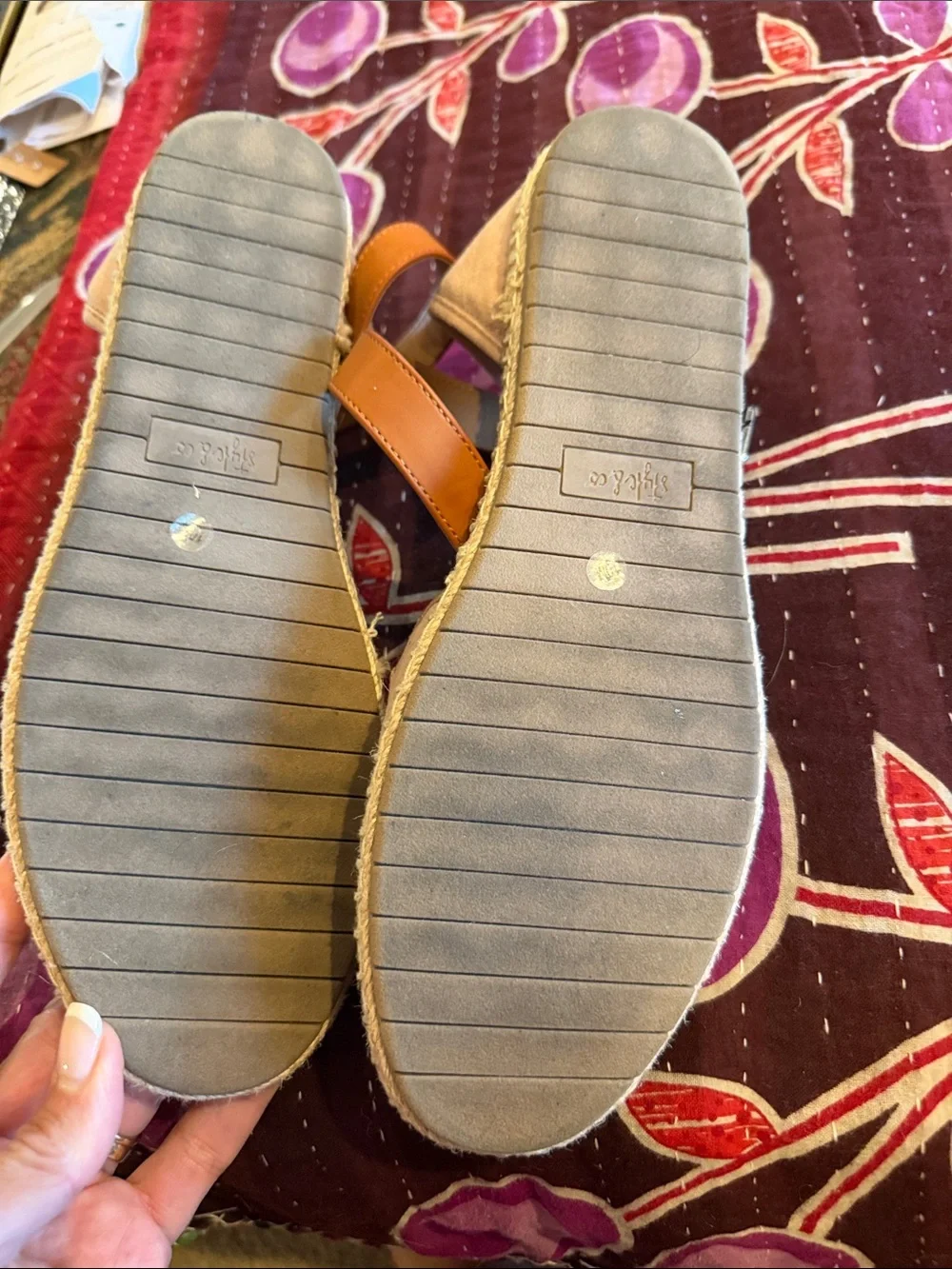 Style & Co. Pink Espadrille Ankle-Strap Flats with Tan Strap 10